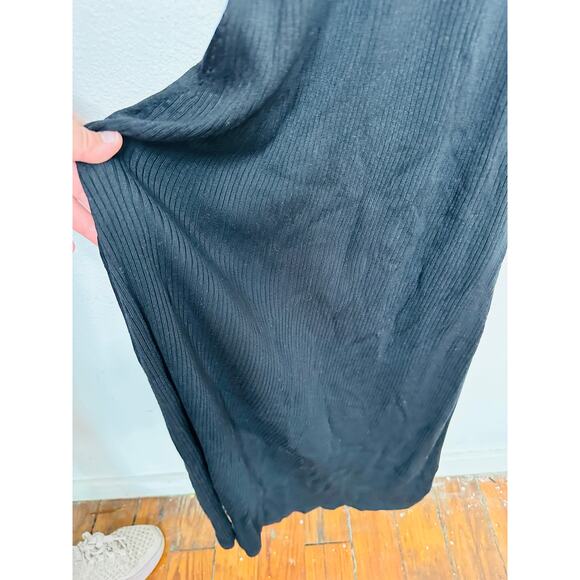 SANDRO Black White Ribbed Knit Beige Button Placket Gabriel Maxi Dress Size 38 - Picture 15 of 16